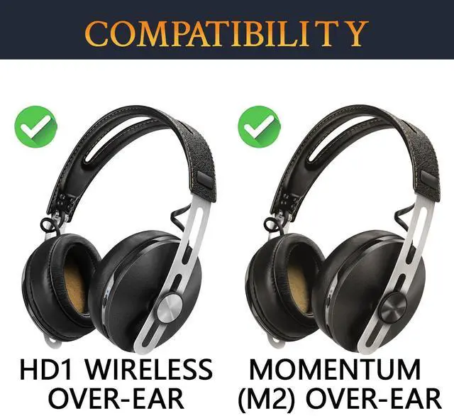 Alt view image 2 of 5 - SOULWIT Replacement Ear Pads for Sennheiser Momentum 2.0 (Momentum 2, M2)/HD1 Wireless Over/Around Ear Headphones, Ear Pads Cushions with Soft Protein Leather, Noise Isolation Memory Foam - Black