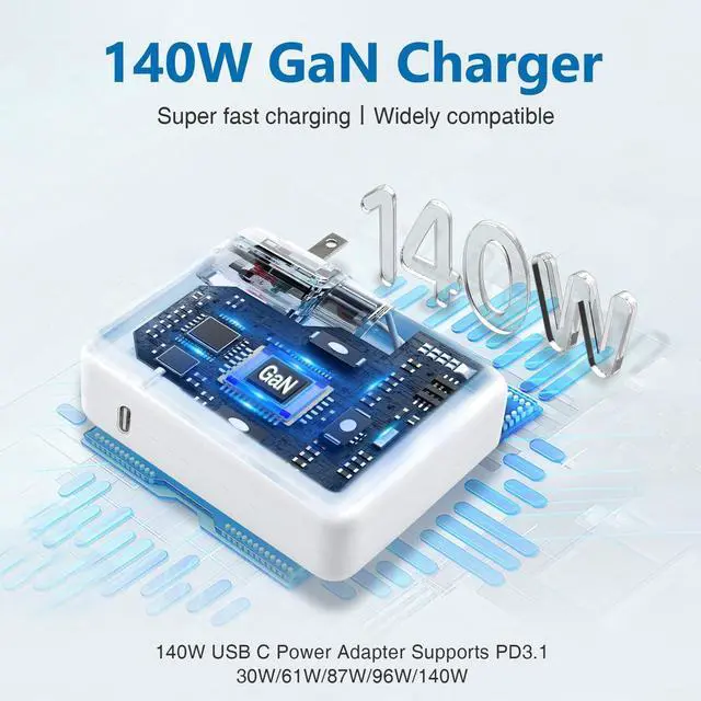 Alt view image 4 of 5 - Charger for Mac Book Pro 140W USB-C Power Adapter, Compatible with MacBook Pro 16, 15, 14, 13 Inch, MacBook Air 13 Inch, iPad Pro 2024/2023/2022/2011/2020,M1 M2 M3,Included 6.6ft USB C to C Cable