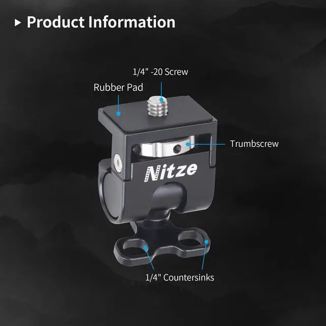 Alt view image 2 of 5 - Nitze Field Monitor Mount, Camera Monitor Holder, with 1/4" Screws, Swivel and Tilt Adjustable, Max Payload 11 lb -N54-F3