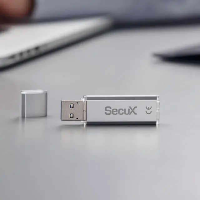 Alt view image 4 of 5 - SecuX Forte - Encrypted USB Flash Drive - USB 3.2 Gen 1 - XTS-AES Encryption - Password Authentication - Automatic Locking - Silver Metal Casing (64, GB)