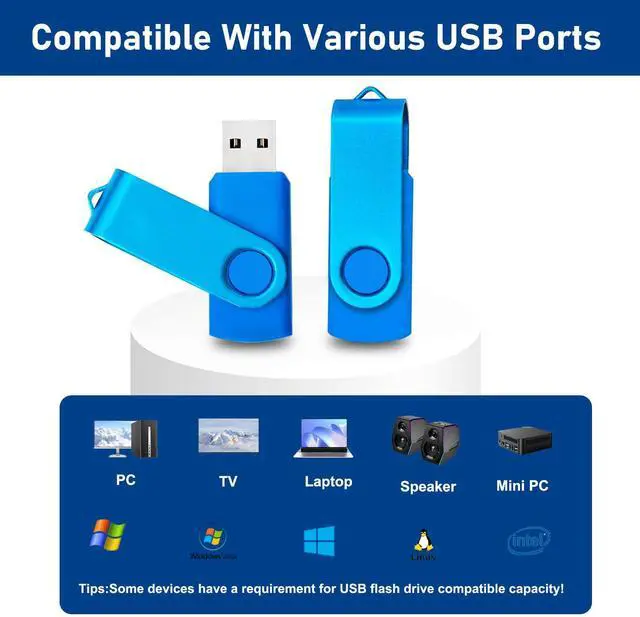Alt view image 4 of 5 - 8GB Flash Drives 10 Pack Nicepicten 8 GB USB 2.0 Flash Drive Swivel Thumb Drive 8GB Memory Stick Zip Jump Drives Pendrive for Data Backup (Blue)