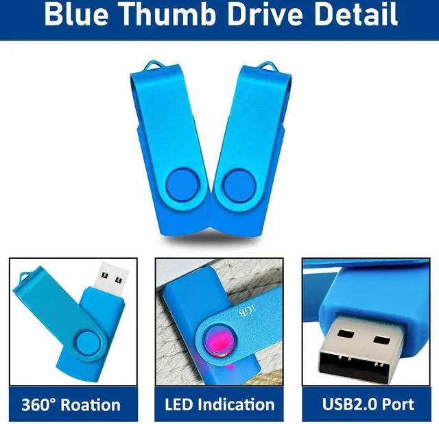 Alt view image 5 of 5 - 8GB Flash Drives 10 Pack Nicepicten 8 GB USB 2.0 Flash Drive Swivel Thumb Drive 8GB Memory Stick Zip Jump Drives Pendrive for Data Backup (Blue)