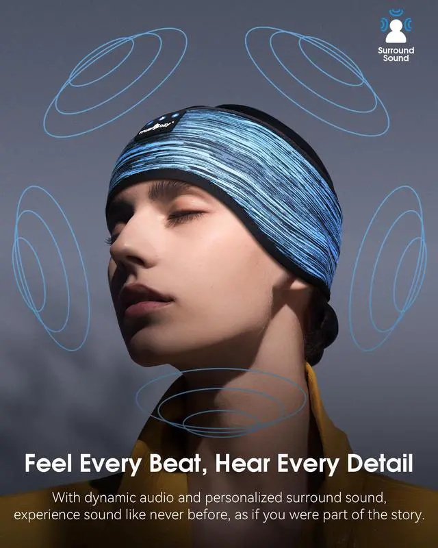 Alt view image 4 of 5 - MUSICOZY Sleep Headphones Bluetooth 5.4 Headband, Wireless Music Sleeping Mask Headphones Earbuds Earphones Sweatproof for Women Mom Sports Workout Running Jogging Yoga Cool Gadgets Unique Gifts