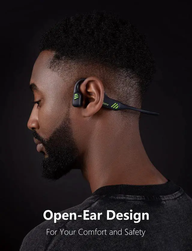 Alt view image 2 of 5 - klatre Open Ear Headphones Wireless Bluetooth [(2023 Version)]  Bone Conduction Headphones for Workouts/Walking/Jogging, Sweat Resistant, Water Resistant, Headset for Music/Audio Books/Podcast - Olive