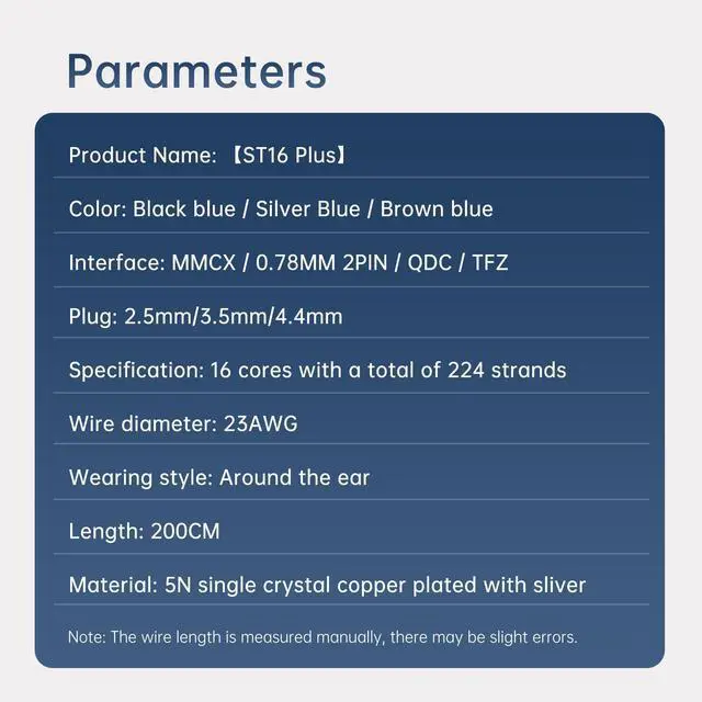 Alt view image 2 of 5 - 6ft+/2Meter Long IEM Cable QDC 3.5mm, KBEAR ST16 Plus 16-Strand Silver-Plated Upgrade Braided Headphone Extension Cable Gold-Plated Plug for KZ edx pro/Castor/DQS/ZAS/AS16/AS16 PRO/PR1