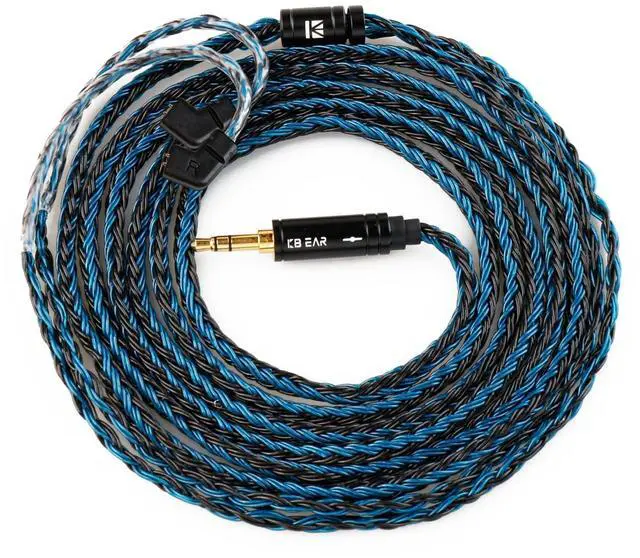Main image of 6ft+/2Meter Long IEM Cable QDC 3.5mm, KBEAR ST16 Plus 16-Strand Silver-Plated Upgrade Braided Headphone Extension Cable Gold-Plated Plug for KZ edx pro/Castor/DQS/ZAS/AS16/AS16 PRO/PR1