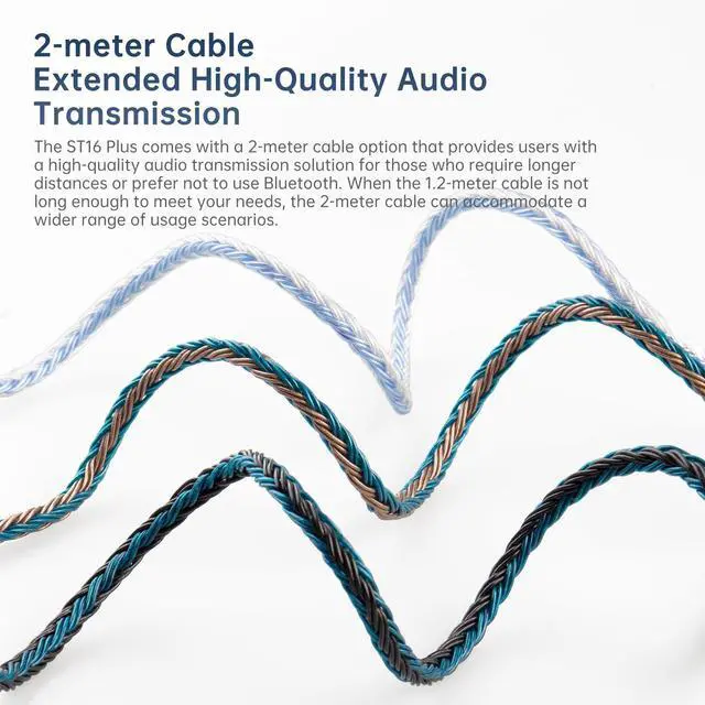 Alt view image 4 of 5 - 6ft+/2Meter Long IEM Cable QDC 3.5mm, KBEAR ST16 Plus 16-Strand Silver-Plated Upgrade Braided Headphone Extension Cable Gold-Plated Plug for KZ edx pro/Castor/DQS/ZAS/AS16/AS16 PRO/PR1
