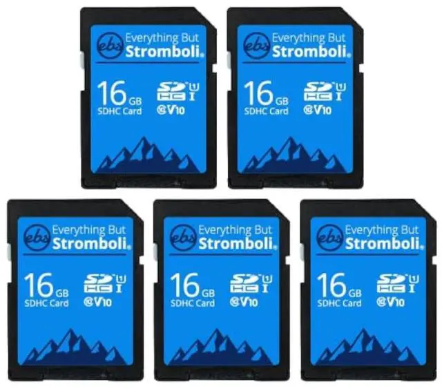 Main image of Everything But Stromboli 16GB SD Card (5 Pack) Speed Class 10 UHS-1 U1 C10 16G SDHC Memory Cards for Compatible Digital Cameras, Computer, Trail Cams