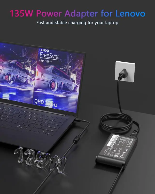 Alt view image 2 of 5 - Nivjuky New Slim 135W Charger Compatible with Lenovo ThinkPad P1, X1 Extreme, P15v T440P T470P W540, Ideapad L340 Gaming 3, Ideapad Yoga Y50 Y50p Y700, Legion Y50 Y520 Y530 Y7000P Power Adapter