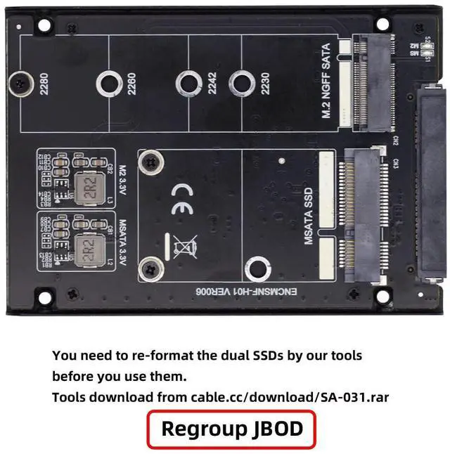 Alt view image 3 of 5 - ChenYang MSATA & M.2 NGFF SATA SSD to 2.5" SATA 2 in 1 Combo JBOD HDD Disk Drive Enclosure Adapter
