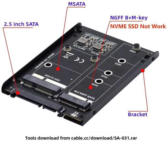 Alt view image 4 of 5 - ChenYang MSATA & M.2 NGFF SATA SSD to 2.5" SATA 2 in 1 Combo JBOD HDD Disk Drive Enclosure Adapter
