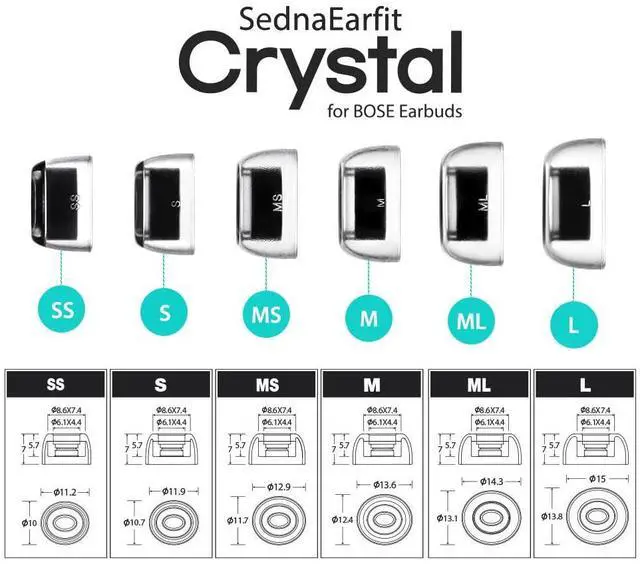 Alt view image 4 of 5 - AZLA SednaEarfit Crystal for Bose Earbuds 3 Pair - Bose Earbuds Replacement Tips - Compatible with Quietcomfort Ultra Earbuds, QC Earbuds II (S-M-L)