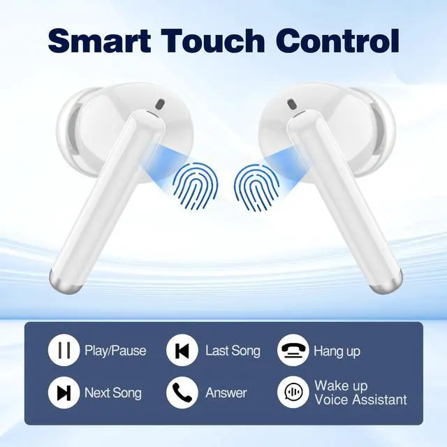 Alt view image 5 of 5 - Bluetooth 5.3 Headphones for Samsung S24 S23 Ultra S22 S21 A55 A54 iPhone 16 15 Pro, True Wireless Bluetooth Ear Buds Noise Canceling in-Ear Earbuds, HD Mic, Deep Bass, Sweatproof