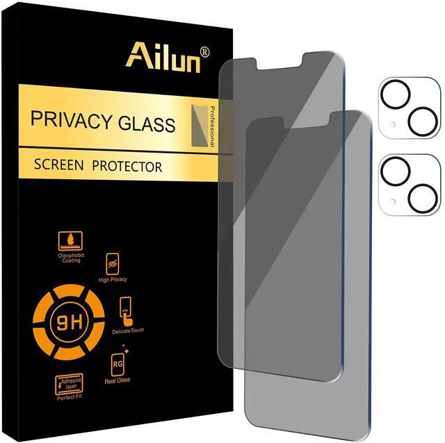Alt view image 2 of 5 - Ailun 2Pack Privacy Screen Protector Compatible for iPhone 13[6.1 inch] + 2 Pack Camera Lens Protector and USB C to Lightning Cable 2Pack Cord and USB C Female to USB A Male Adapter with Keychain 2Pac