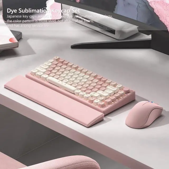 Alt view image 3 of 5 - Womier PBT Keycaps 60 65 75 100 Percent, MOA Keycaps Dye-Sublimation, Pink Cute Custom Keyboard Key caps Set for 61/64/68/84/87/100/104/108 Cherry MX Mechanical Keyboard (Pink)