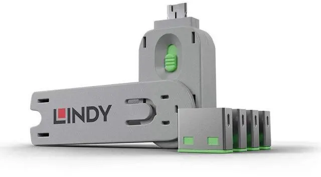 Main image of Lindy USB Port Blocker - Pack of 4, Green (40451)