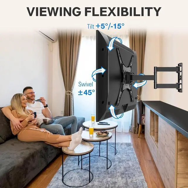 Alt view image 3 of 5 - MOUNTUP Single Stud TV Wall Mount Swivel and TV Mounting Hardware Kit Bundle