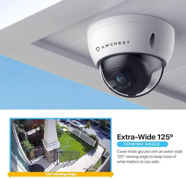 Alt view image 5 of 5 - Amcrest UltraHD 4K (8MP) Outdoor Security PoE IP Camera, 3840x2160, 98ft NightVision, 2.8mm Lens, IP67 Weatherproof, IK10 Vandal Resistant Dome, MicroSD Recording, White (IP8M-2493EW-AI-V3)