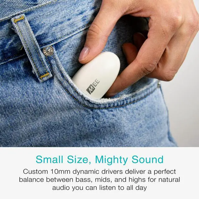 Alt view image 4 of 5 - MEE audio Pebbles True Wireless Earbuds - Bluetooth 5.3 Low Profile in Ear Lightweight Headphones with Headset Microphone & Call Noise Reduction for Gym/Workouts/Sports and Gaming, Sandstone