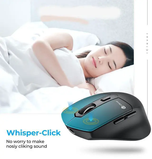 Alt view image 5 of 5 - iClever MD360 Ergonomic Bluetooth Mouse with Mouse Jiggler, Wireless Rechargeable Mouse for 3 Devices (BT/2.4G), 4 DPI Settings, Compatible with iPad, Mac, PC