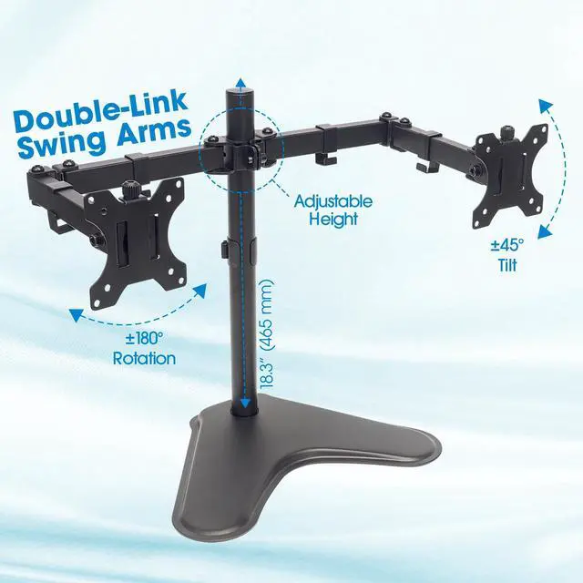Alt view image 2 of 5 - MANHATTAN Universal Dual Monitor Stand with Double-Link Swing Arms Holds Two 13" to 32" LCD Monitors up to 8 Kg (17 Lbs.), Black