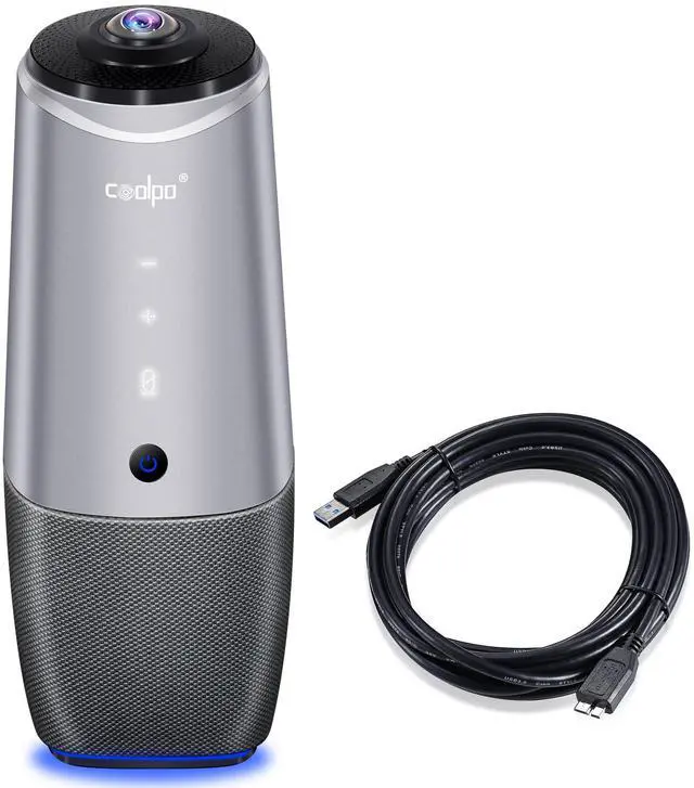 Main image of COOLPO PANA 360 Camera, 4K Webcam for PC, All-in-One Conference Room Camera System, Microphones & Speaker, AI Speaker Tracking, Hybrid Meeting for Teams, Zoom, Plug and Play 10ft USB Cable