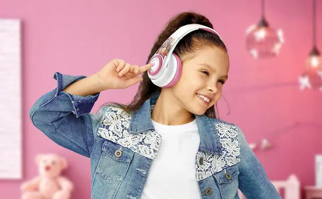 Alt view image 5 of 5 - eKids Disney Princess Bluetooth Headphones with EZ Link+, Wireless Headphones with Microphone and Audio Cable, Kids Earphones for School, Home, or Travel