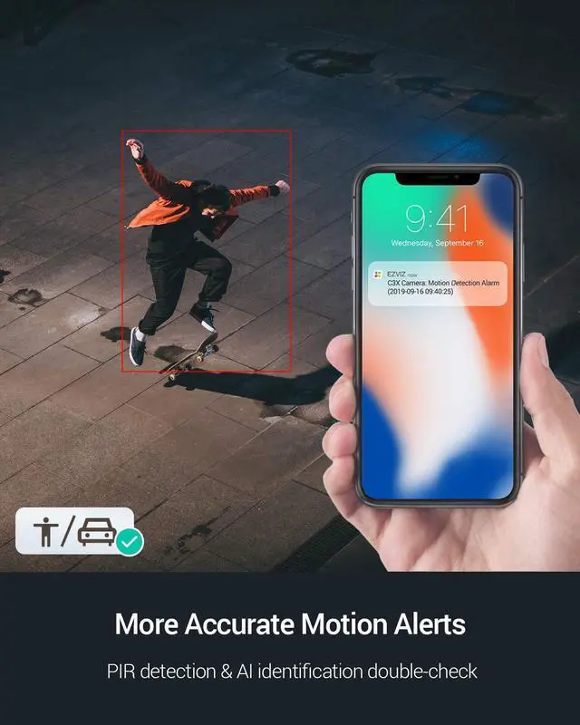 Alt view image 4 of 5 - EZVIZ Outdoor Security Camera Dual Lens 1080P, Excellent Color Night Vision, Active Light & Siren Alarm with PIR Motion Detection, Weather Proof, Two-way Talk, the First Dual Lens Security Camera(C3X)
