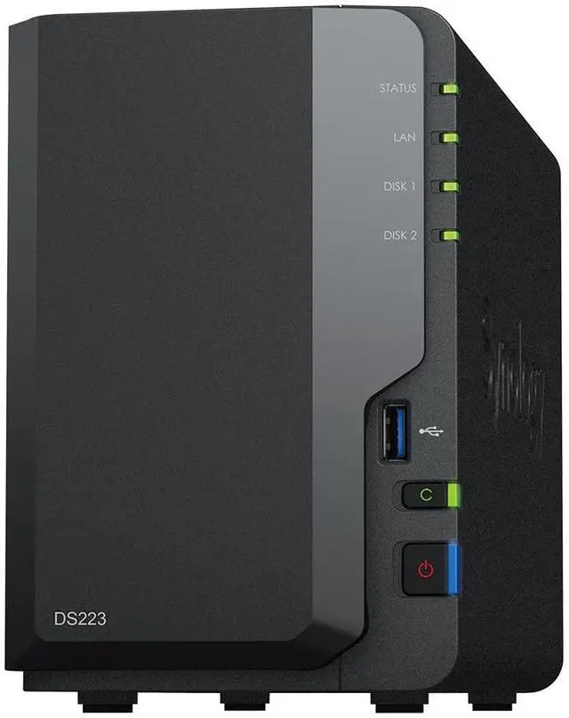 Main image of Synology DS223 Diskstation NAS (Realtek RTD1619B Quad-Core 2GB Ram 1xRJ-45 1GbE LAN-Port) 2-Bay with 2X 4TB WD Red Plus (Total 8TB)