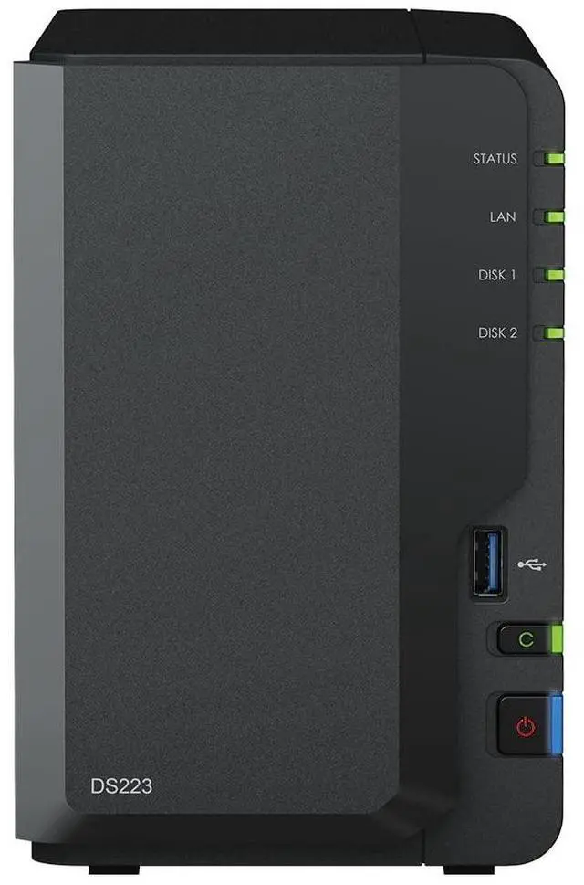 Alt view image 2 of 5 - Synology DS223 Diskstation NAS (Realtek RTD1619B Quad-Core 2GB Ram 1xRJ-45 1GbE LAN-Port) 2-Bay with 2X 4TB WD Red Plus (Total 8TB)