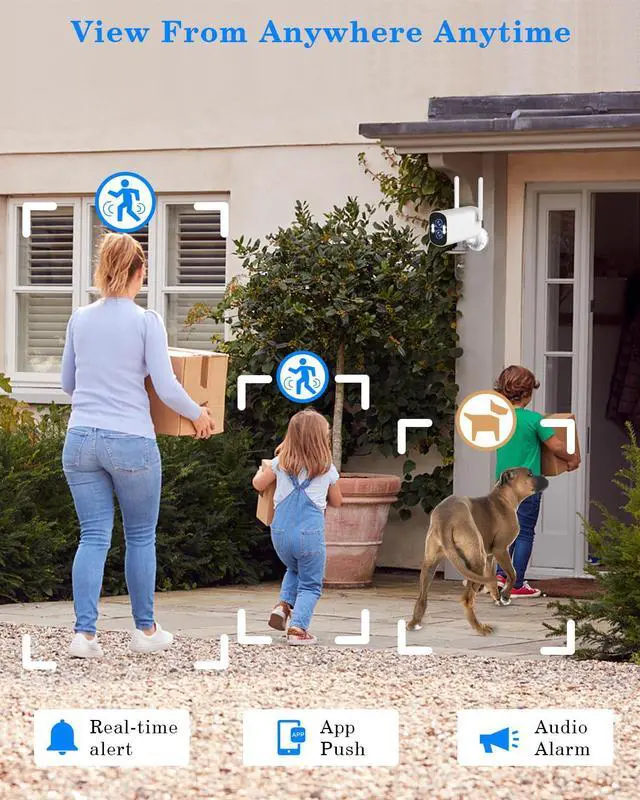 Alt view image 5 of 5 - ZHXINSD [Dual Lens 2K+2K&10X Zoom] Home Wireless Security Camera System with 12.5" LCD Monitor Outdoor, 10CH Kit 4PCS House WiFi Camera 1TB HDD