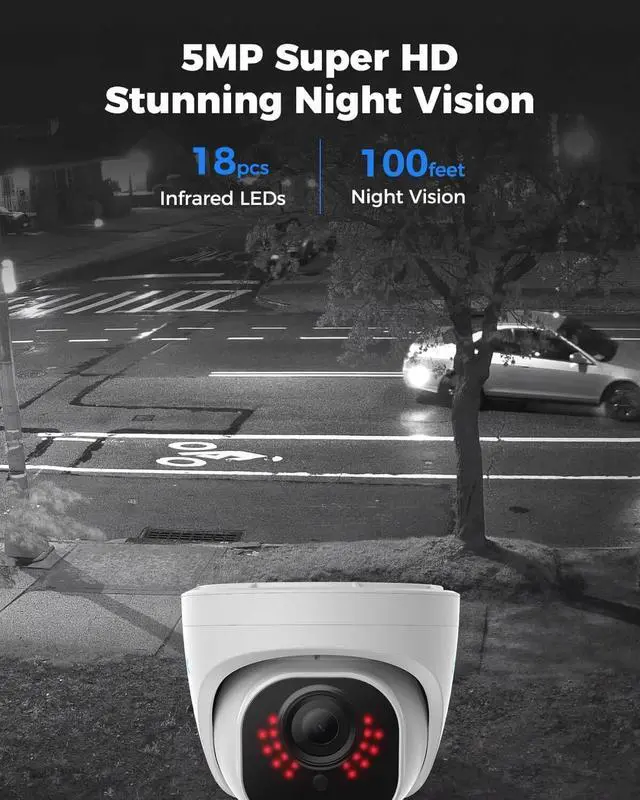 Alt view image 3 of 5 - REOLINK Smart 5MP 8CH Home Security Camera System, 4pcs Wired PoE IP Cameras Outdoor with Person/Pet/Vehicle Detection, 4K 8CH NVR with 2TB HDD for 24-7 Recording, RLK8-520D4-5MP