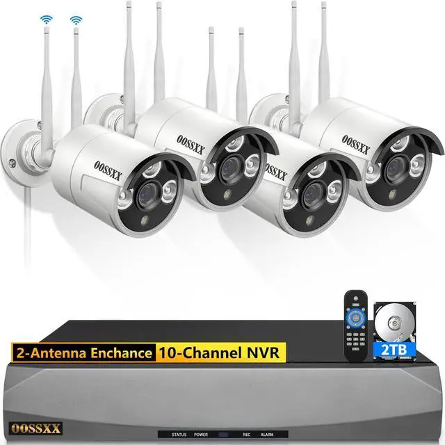 Main image of Dual Antennas for Wi-Fi Enhanced AI Human Detected 2K 3.0MP Wireless Security Camera System, Surveillance DVR Kits with 2TB Hard Drive, 4Pcs Outdoor WiFi Security Cameras, with Audio, Night Vision