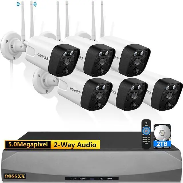 Main image of 2-Way Audio & PIR Detection Dual Antennas Outdoor Wireless Security Camera System 5.5MP Wi-Fi Video Surveillance DVR Recorder