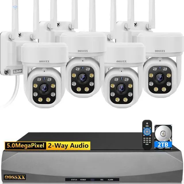 Main image of (Auto-Vidoe Tracking & 2-Way Audio) WiFi PTZ Outdoor Security Camera System Pan 5MP Wireless Cameras System 10 Channel NVR Video Surveillance DVR Set