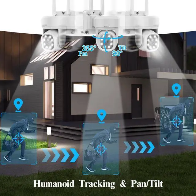 Alt view image 3 of 5 - (Auto-Vidoe Tracking & 2-Way Audio) WiFi PTZ Outdoor Security Camera System Pan 5MP Wireless Cameras System 10 Channel NVR Video Surveillance DVR Set