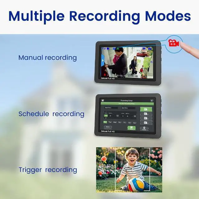 Alt view image 5 of 5 - CasaCam Deluxe Wireless Camera System | 2 1080p Cameras and one 7" Touchscreen Monitor | AC Powered, Two-Way Audio, Free APP, 32GB SD Card and Battery Installed, Model VS5802