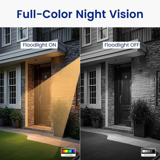 Alt view image 5 of 5 - CasaCam Deluxe Wireless Security Camera System | 2 1080p Floodlight Cameras and one 7" Touchscreen Monitor | AC Powered, Two-Way Audio, Free APP, 32GB SD Card and Battery Installed, Model VS5002