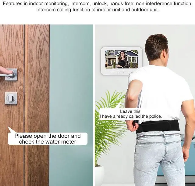Alt view image 4 of 5 - 5 Units Apartments Video Intercom System 7 inch Video Doorbell Door Phone Kits Indoor Outdoor IR Camera 2 Way Intercom for 5-Household Home Apartment