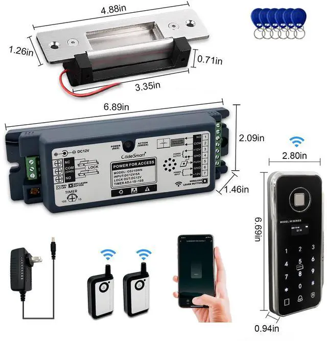 Alt view image 2 of 4 - Olideauto Front Door WIFI Smart Fingerprint Electronic Card ReadersKit,Wireless Access Control Locking Kit for Home Office Door,with Wireless Fingerprint Access Keypad+Electric Strike+Wireless FoB Key