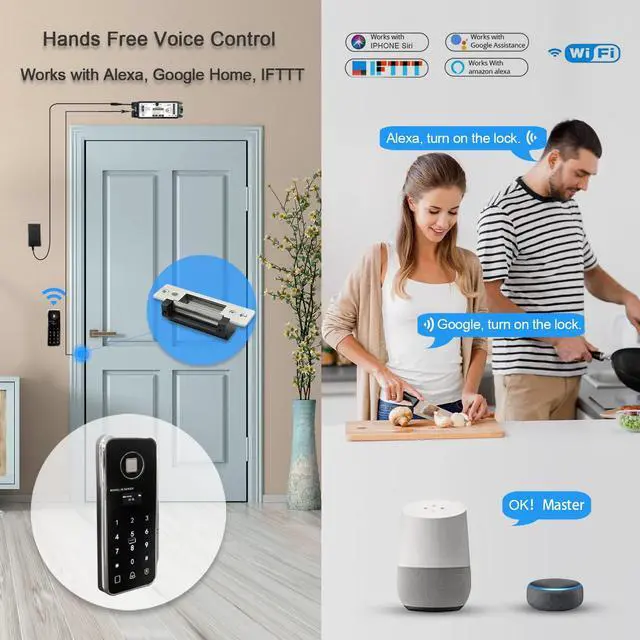 Alt view image 4 of 4 - Olideauto Front Door WIFI Smart Fingerprint Electronic Card ReadersKit,Wireless Access Control Locking Kit for Home Office Door,with Wireless Fingerprint Access Keypad+Electric Strike+Wireless FoB Key