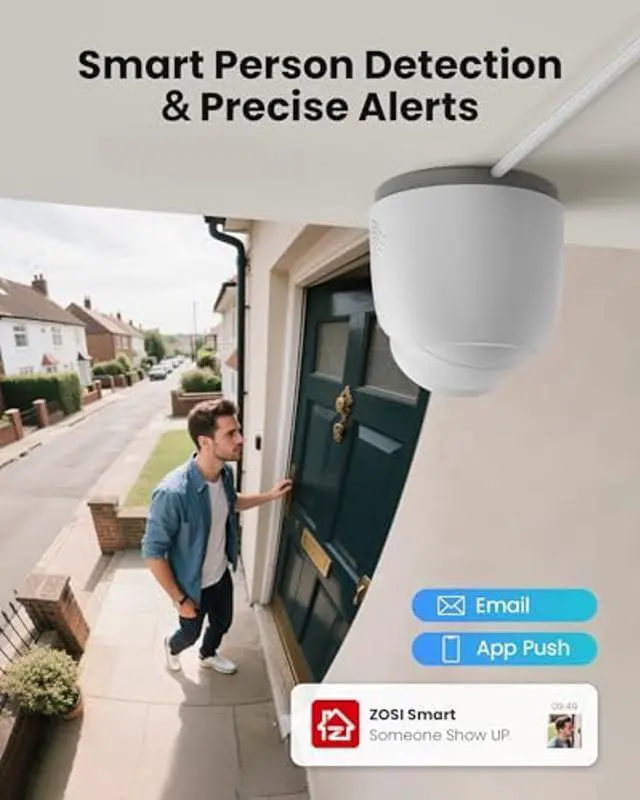 Alt view image 2 of 5 - ZOSI C220 8CH 4MP QHD 2.5K PoE Home Security Camera System, 8CH 5MP 3K NVR with 2TB HDD for 24/7 Record, 8 x 4MP(1440p) Dome IP Cameras Outdoor Indoor, Smart AI Human Detection, One-Way Audio