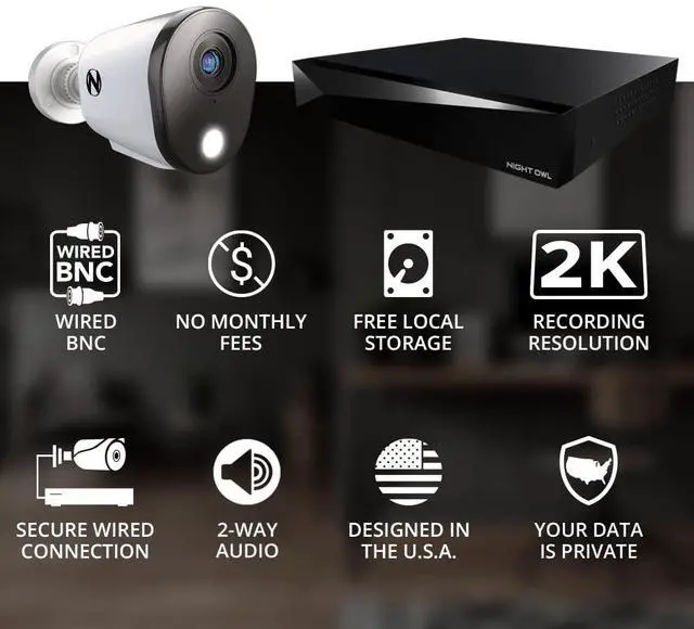 Alt view image 3 of 5 - Night Owl 2-Way Audio 12 Channel DVR Video Home Security Camera System with (8) Wired 2K HD Indoor/Outdoor Deterrence Cameras and 1TB Hard Drive (Add up to 4 Wi-Fi Cameras)