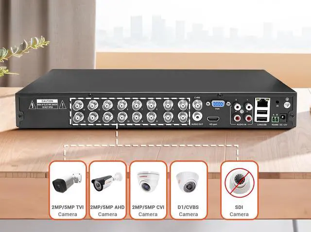 Alt view image 2 of 5 - TIGERSECU Super HD 1080P 16 Channel DVR Security Recorder with 4TB Hard Drive, Hybrid 6-in-1 CCTV DVR Recorder Compatible with 2MP and 5MP TVI, AHD, CVI, Analog, RS485 PTZ and IP Cameras