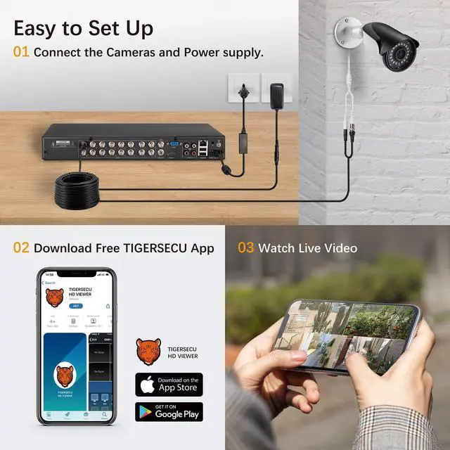 Alt view image 4 of 5 - TIGERSECU Super HD 1080P 16 Channel DVR Security Recorder with 4TB Hard Drive, Hybrid 6-in-1 CCTV DVR Recorder Compatible with 2MP and 5MP TVI, AHD, CVI, Analog, RS485 PTZ and IP Cameras