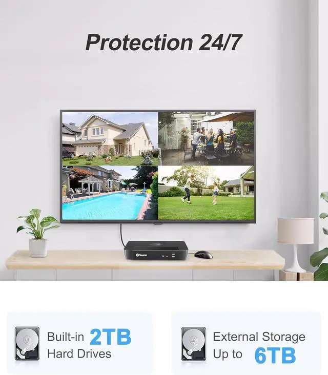 Alt view image 3 of 5 - Swann 4K 16Channel Security Camera System NVR Recorder: nvr-8580 Security PoE NVR Box with 2TB HDD,24/7 Continuous Recording,Work with Swann IP 12MP/4K/5MP/4MP HD Cameras, SRNVR-168580H