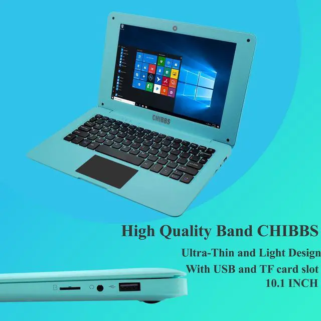 Alt view image 5 of 5 - CHIBBS 10.1" Inch Kids Windows 10 Laptop Computer, Quad Core Processor, 4gb Ram + 64gb ROM, HDMI, Camera, 2* USB 3.0, Bluetooth, Wi-Fi- Blue