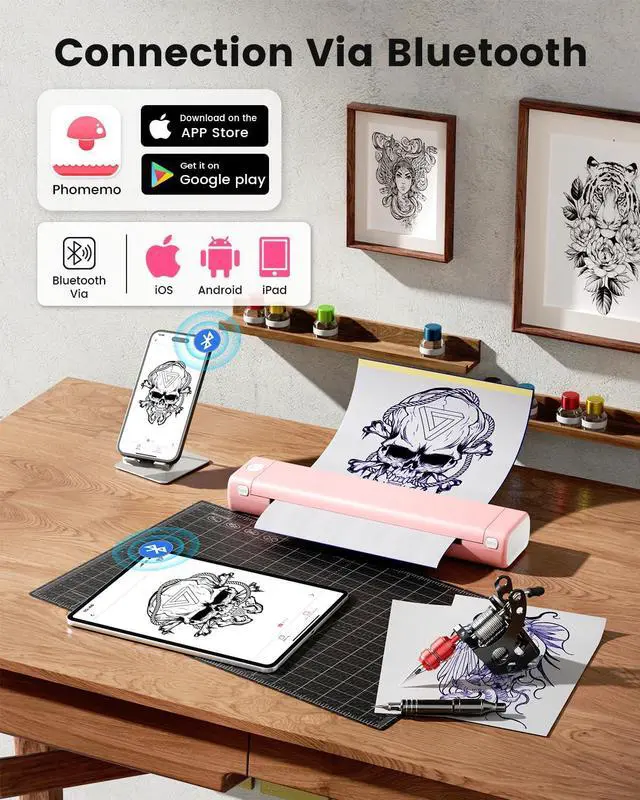 Alt view image 2 of 5 - Phomemo Portable Printers Wireless for Travel, M08F Thermal Bluetooth Printer Support for 8.5"x11" US Letter, Small Inkless Printer Compatible with iOS, Android, Laptop for Car, Office, Home