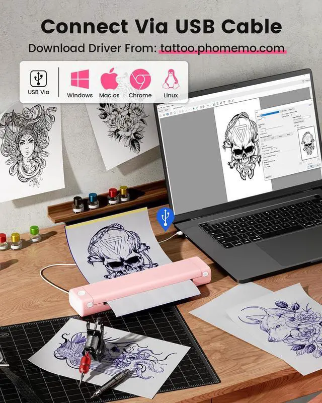 Alt view image 3 of 5 - Phomemo Portable Printers Wireless for Travel, M08F Thermal Bluetooth Printer Support for 8.5"x11" US Letter, Small Inkless Printer Compatible with iOS, Android, Laptop for Car, Office, Home