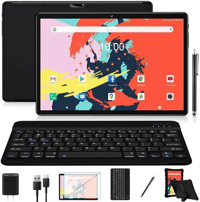 Main image of 2024 Latest Tablet 10.1" Octa-Core Android 11 Tablet, 64GB Storage Tablets with Keyboard, Stylus Pen, Dual 13MP+5MP Camera, WiFi, Bluetooth, GPS, 512GB Expand Support, IPS Full HD Display